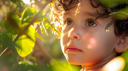 A Child's Eyes Alight with Curiosity - obrazy, fototapety, plakaty