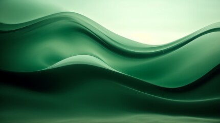 Green waves undulate smoothly in an abstract, fluid setting  - obrazy, fototapety, plakaty