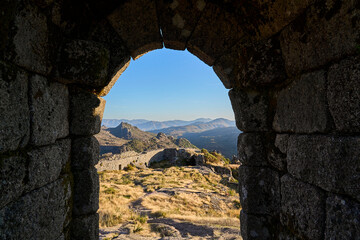 Castle Ruins Castro Laboreiro in the mountains of Portugal.