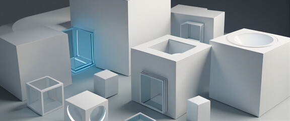 Set of geometric structures, 3d render