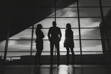 Silhouette of confident businesspeople, businessman silhouette, confident businessman, businessman standing, commercial businessman, corporate businessman, successful businessman 