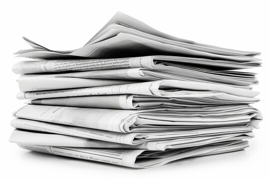 Newspapers photo on white isolated background