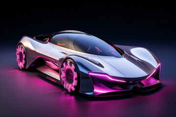 a silver and pink sports car