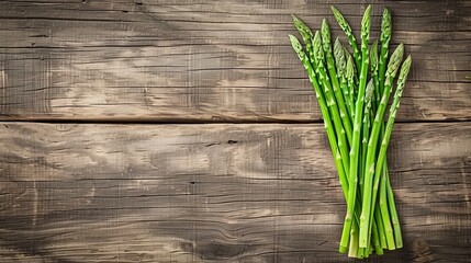 Fresh Green Asparagus on Wooden Surface