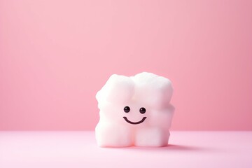 Marshmallow pink background. Snack sugar. Generate Ai