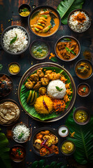 A Scrumptious Ensemble of Traditional Iyengar Cuisine Served on Banana Leaf