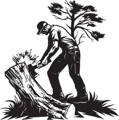 Tree Chopping Maestro Crest Axe Master Vector Insignia