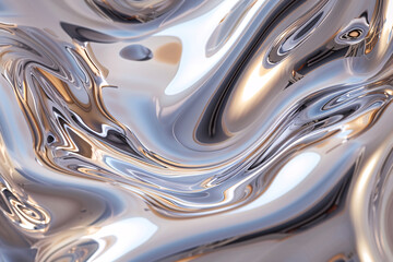 Abstract liquid metal background. 3d acrylic elegant waves - 761772306