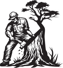 Woodcutting Champion Logo Design Tree Felling Legend Iconic Symbol
