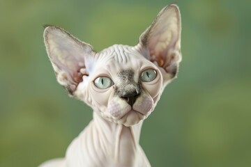 Portrait of a Hairless Cat on Red Background