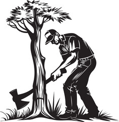 Timber Tribute Vector Symbol Design Forest Fury Iconic Axe Man