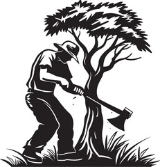 Fototapeta premium Forest Fury Vector Tree Cutting Champion Symbol