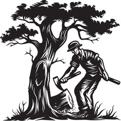 Obraz premium Tree Felling Legend Iconic Symbol Lumberjack Legacy Insignia