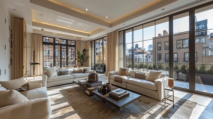 Living Room With Furniture and Large Windows