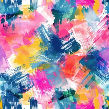 Abstract watercolor pattern with multicolored brush strokes and vibrant colors, seamless pattern background