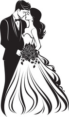 Matrimonial Eternity Black Logo Design Vector Bridal Bliss Bride and Groom Symbolic Icon