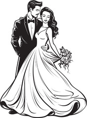 Eternal Unity Vector Black Logo Design Forever Devotion Bride and Groom Iconic Emblem