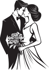 Grooms Delight Vector Black Logo Design Bridal Radiance Bride and Groom Iconic Emblem