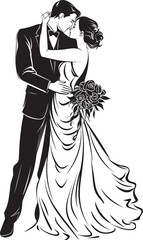 Bridal Bond Iconic Black Logo Design Loves Emblem Bride and Groom Vector Icon
