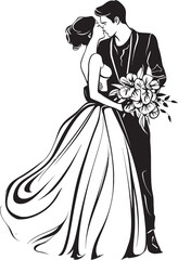 Everlasting Unity Black Logo Design Symbol Wedding Bliss Vector Bride and Groom Emblem