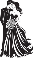 Everlasting Union Bride and Groom Vector Symbol Eternal Bliss Black Logo Design Icon