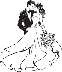 Eternal Bliss Black Logo Design Icon Love Knot Vector Bride and Groom Emblem