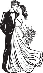 Fototapeta premium Everlasting Bond Bride and Groom Vector Symbol Eternal Harmony Black Logo Design Icon