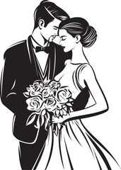 Matrimonial Bond Bride and Groom Symbolic Icon Enduring Unity Black Logo Design Vector