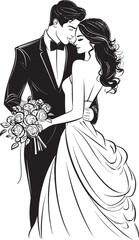 Forever United Bride and Groom Iconic Symbol Eternal Harmony Black Logo Design Vector