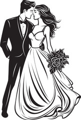 Bridal Radiance Bride and Groom Symbolic Icon Grooms Devotion Vector Black Logo Emblem