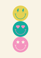 Three Smileys Illustration Wallpaper