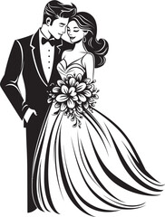 Bridal Devotion Black Logo Design Vector Grooms Adoration Bride and Groom Symbolic Icon