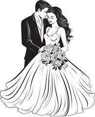 Grooms Adoration Bride and Groom Symbolic Icon Everlasting Union Vector Black Logo Emblem