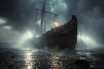 The Ark of Salvation. Noah's Vessel in the Storm - obrazy, fototapety, plakaty