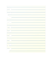 Blank lined note book page with torn edge. Notepaper mockup. Png clipart isolated on transparent background