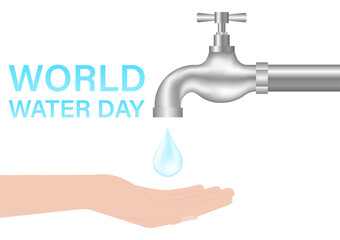 Save Water or Water Conservation Concept. World Water Day and Environment day. Vector Illustration.