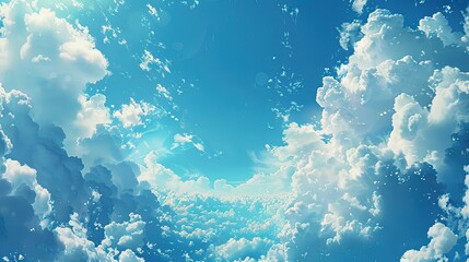 Fototapeta na wymiar Sky's the Limit: Aerial View of AI-Generated Clouds and Blue Sky