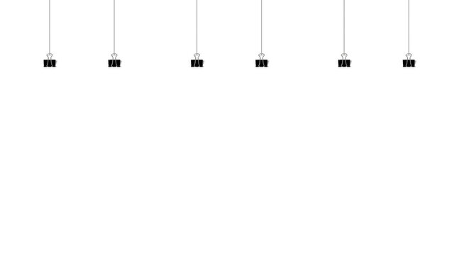 Posters hanging on threads with two black clips. Blank sheet of paper mock up. Png clipart isolated on transparent background