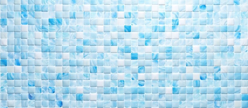 Light blue ceramic mosaic tile texture background pattern.