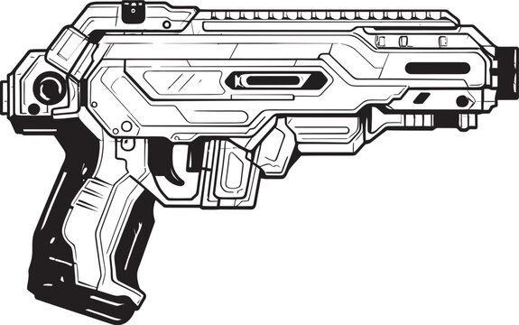 Laser Strike Vector Weapon Symbol Nano Cannon Futuristic Gun Emblematic Design