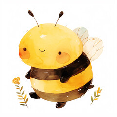 Kawaii bee, watercolor illustration - 761777194
