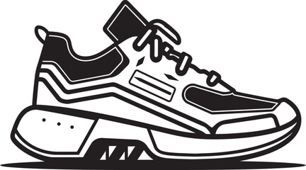 NeoSprint Vector Black Logo Design Aero Stride Futuristic Running Shoes Emblem