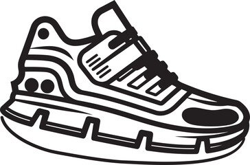 Aero Stride Futuristic Running Shoes Emblem Velocity Vectors Black Logo Design Icon