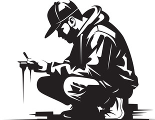 SprayMaster Icon Vector Graffiti Emblem WallWielder Maverick Black Logo Artist