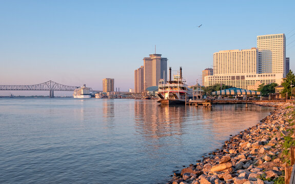 New Orleans waterfront at dusk