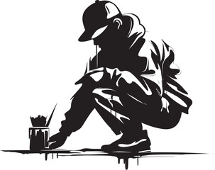 SprayMaster Icon Vector Graffiti Emblem WallWielder Maverick Black Logo Artist