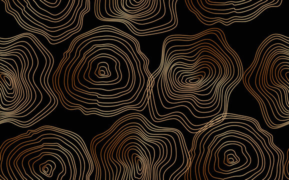 Background of abstract growth rings of a tree.Line design of a timber stump.Tree cut pattern.Wooden organic slice line creation.Vector topographic map concept.