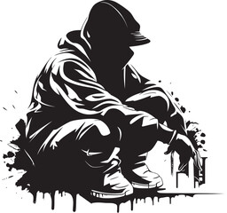 WallWanderer Emblem Vector Graffiti Symbol Aerosol Ace Black Logo Design Icon