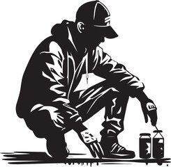 GrafGuardian Innovator Black Logo Design SprayMaster Icon Vector Graffiti Emblem