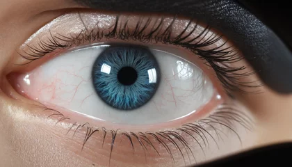 Möbelaufkleber eye with blue iris under a black mask - close up © Random_Mentalist